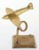 WW2 Brass Desk Ashtray With Model of a Spitfire in Flight - 4