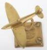 WW2 Brass Desk Ashtray With Model of a Spitfire in Flight - 5