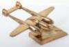 Desk Ashtray with Model of a P-38 Lightning Fighter Bomber Aircraft - 4