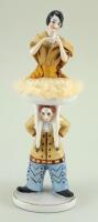 Glazed china Clown and Deco Lady dressing table powder puff, 1920s,