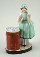 Glazed china Deco Lady with Game of Chance dressing table box, 1920s,