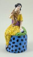Glazed china Deco Lady dressing table box, 1920s,