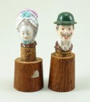 Pair of Meissen bottle stop heads, circa 1880,