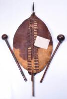 Zulu Shield & Weapons Grouping Brought Home from Durban Natal in 1886 by Mr