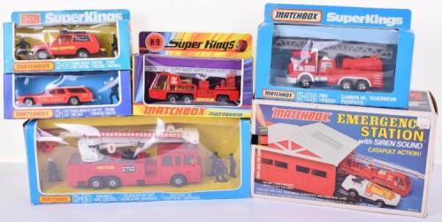 Five Boxed Matchbox Superkings Fire Vehicles