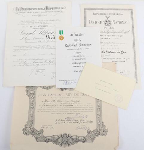 Five Award Documents to Maarten Vrolijk