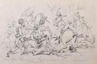 4x Framed and Glazed Etched Plates Battle of Waterloo Interest