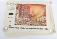 Nuclear Attack, Posters Showing Before and After Images of a Atomic Bomb Attack on London Streets