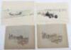 Two Well Executed Motor Racing Watercolours by K.E Whalley and Two World War One Battlefield Scenes