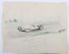 Two Well Executed Motor Racing Watercolours by K.E Whalley and Two World War One Battlefield Scenes - 3