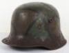 WW1 German M-16 Camouflaged Battle Damaged Steel Combat Helmet - 7