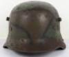 WW1 German M-16 Camouflaged Battle Damaged Steel Combat Helmet - 13