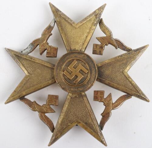 Third Reich Spanish Cross Without Swords in Bronze