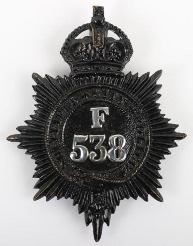 Sheffield City Police Night Helmet Plate Kings crown