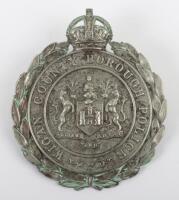 Wigan County Borough Police Kings Crown Helmet Plate Pre 1935