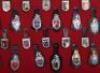 Collection of Obsolete Gendarmerie & CRS Police Nationale enamel badges on leather fobs - 3