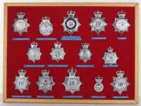 Thirteen Obsolete Police Queens Crown Helmet Plates