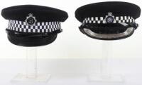 Two Obsolete officer rank police peak caps,