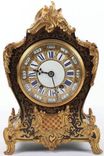 A mid 19th century gilt metal mantel clock, dial and movement marked 'James & Walter Marshall, Paris'