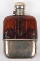 A late Victorian silver and leather hip flask