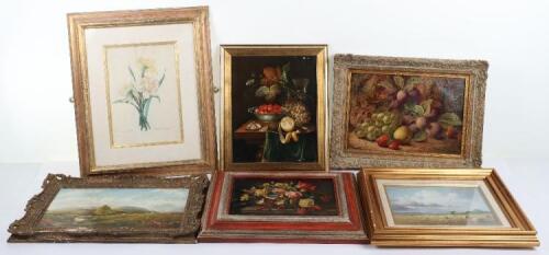 Selection of pictures including still lifes, landscapes, by George Horne, Olive Clare, others