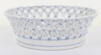 A Royal Copenhagen Musselmalet full lace blue fluted pierced fruit bowl, No. 1054,
