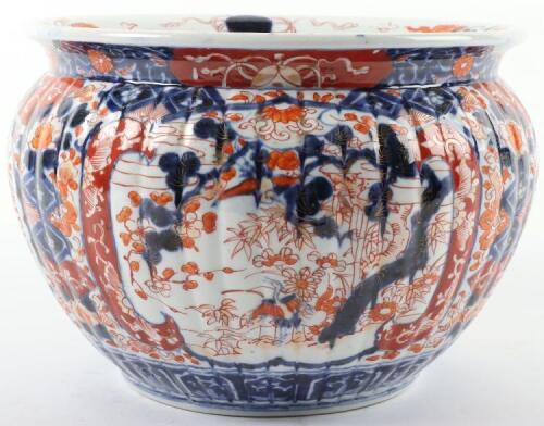 A Japanese imari lobed bowl or jardiniere