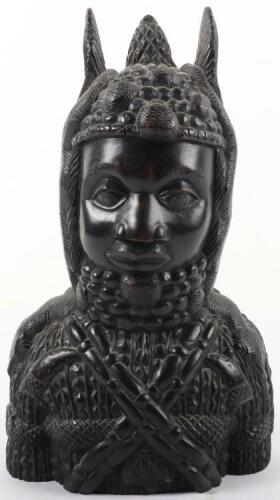 A Benin ebony carved warrior bust