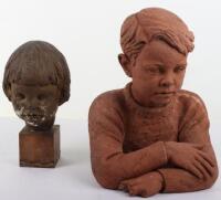 Doris Lindner (1896-19179), an Art Deco terracotta bust of a young boy, signed D Lindner