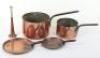 Two 19th century copper pans with lids
