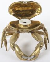 A 19th century novelty brass inkwell in the form of a crab