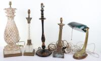 A selection of table lamps including a 19th century Japanned lamp (converted)