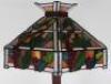 An Arts & Crafts Liberty & Co style coloured glass and wood standard lamp - 5