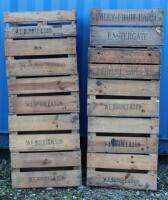 Ten vintage fruit boxes