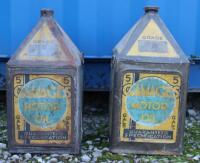 Two Gamages Motor Oil five gallon cans