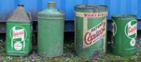 Four vinatge oil cans including Castrol