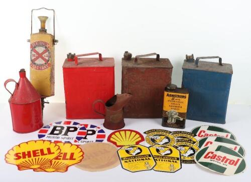 A selection of vintage petrol cans