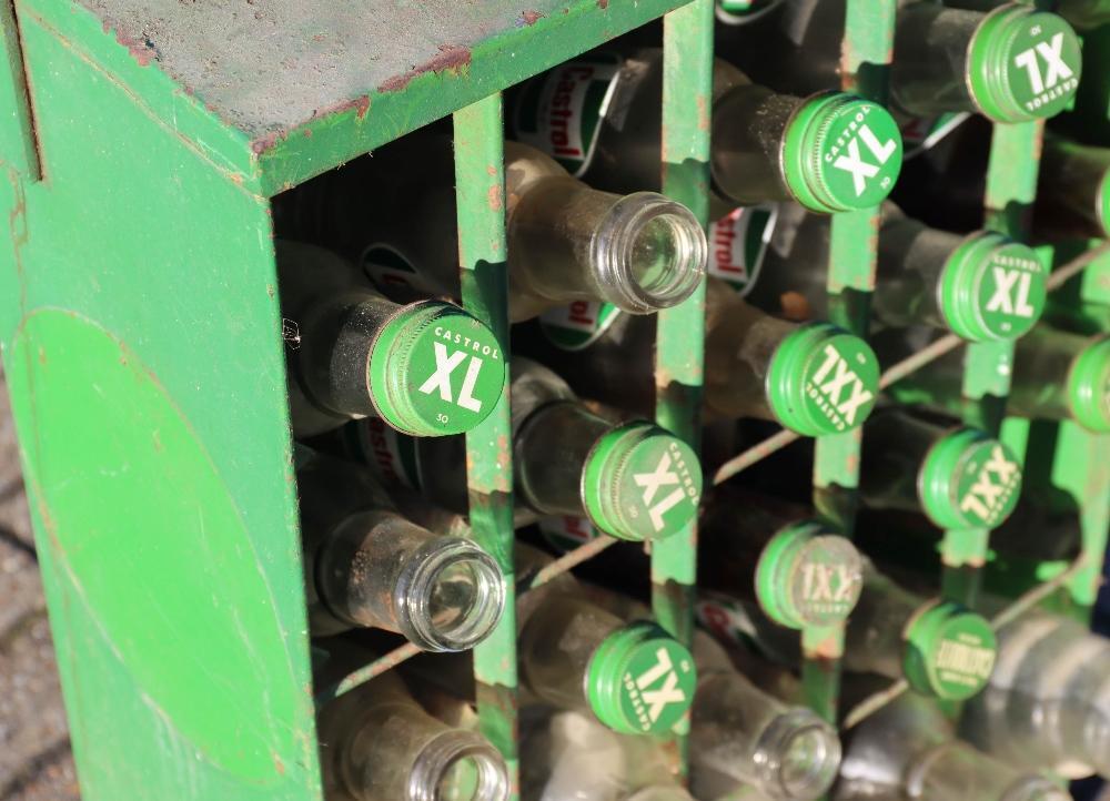 A Castrol forecourt trolley oil bottle rack
