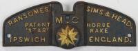 A cast iron Ransomes, Sims & Head sign