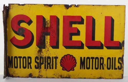 Shell Motor Spirit Motor Oils double sided enamel sign