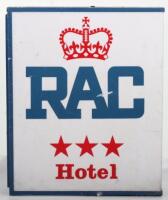 An RAC Perspex and metal double sided illuminated hotel sign