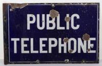 Public Telephone enamel double sided sign