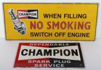 Champion Dependable Spark Plug Service enamel sign