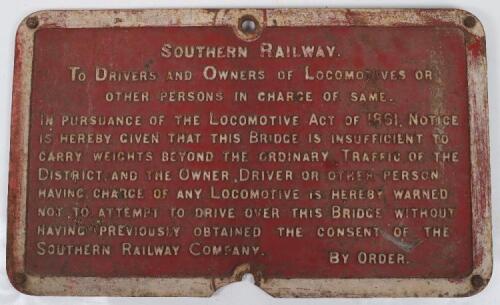 Cast Iron Railway sign Southern Railway