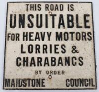 Cast Iron road sign Maidstone Council