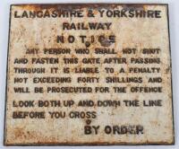 Cast Iron Railway sign Lancashire and Yorkshire Railway