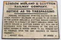 Cast Iron Railway sign London Midland and Scottish Railway Company