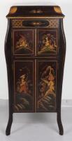 A Japanned lacquer music/record cabinet by W.H Barnes London