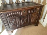 A late 17th/ early 18th century small oak coffer