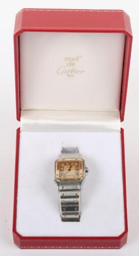 Santos de Cartier two tone stainless steel and gold quartz gentlemans wristwatch